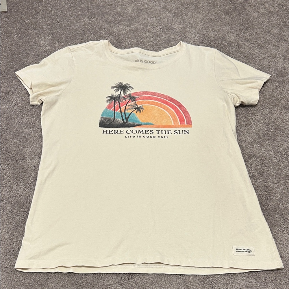 Life Is Good Women's Cream 'Here Comes The Sun' Tee sz:medium